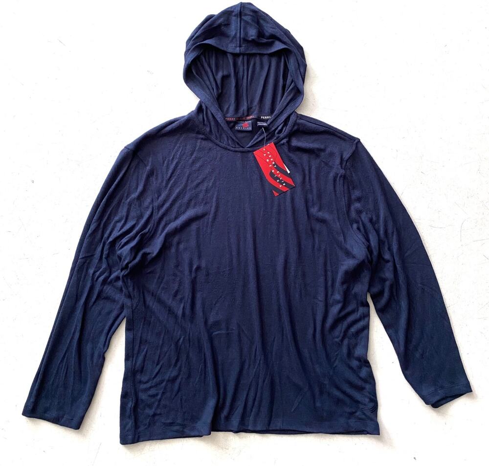 Perry Ellis America Nwt Blue Lightweight Hoodie Sweater Hooded Blue XXL 2XL